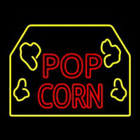 Red Popcorn Logo With Border Enseigne Néon