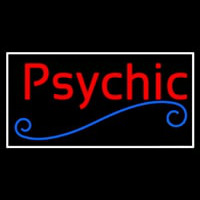 Red Psychic Blue Line White Border Enseigne Néon