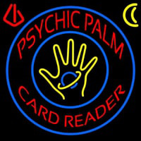 Red Psychic Palm Card Reader Blue Circle Enseigne Néon