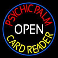 Red Psychic Palm Yellow Card Reader White Open Enseigne Néon