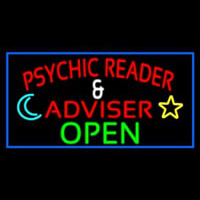 Red Psychic Reader And Advisor With Open Enseigne Néon