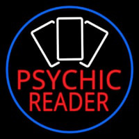 Red Psychic Reader White Cards And Blue Border Enseigne Néon