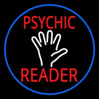 Red Psychic Reader White Palm And Blue Border Enseigne Néon