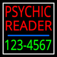 Red Psychic Reader With Green Phone Number Enseigne Néon