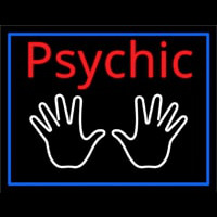Red Psychic White Palms And Blue Border Enseigne Néon
