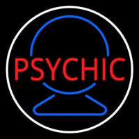 Red Psychic With Crystal White Border Enseigne Néon