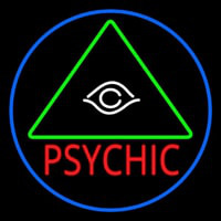 Red Psychic With Logo Blue Border Enseigne Néon