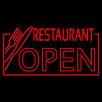 Red Restaurant Open With Knife And Fork Enseigne Néon