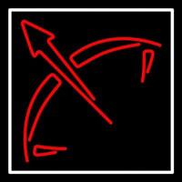Red Sagittarius Logo White Border Enseigne Néon