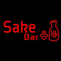 Red Sake Bar With Bottle And Glass Enseigne Néon