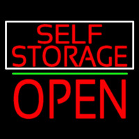 Red Self Storage White Border Open 1 Enseigne Néon