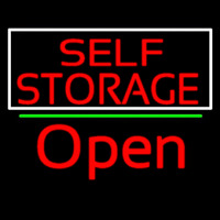 Red Self Storage White Border Open 2 Enseigne Néon
