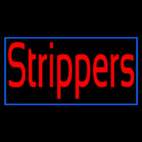Red Strippers With Blue Border Enseigne Néon