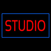 Red Studio Blue Rectangle Enseigne Néon
