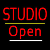 Red Studio Open Yellow Line Enseigne Néon