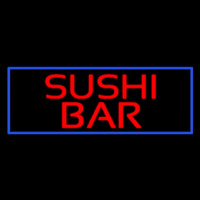 Red Sushi Bar With Blue Border Enseigne Néon