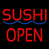 Red Sushi Block Open Blue Curve Enseigne Néon