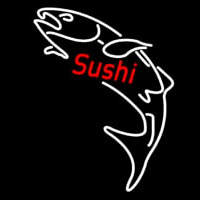 Red Sushi With Fish Logo Enseigne Néon