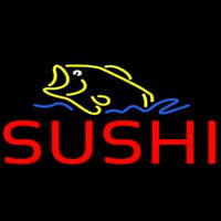 Red Sushi With Fish Logo Enseigne Néon