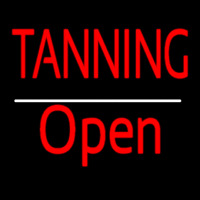 Red Tanning Open White Line Enseigne Néon