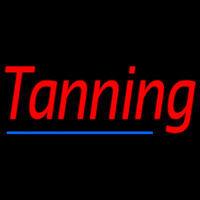 Red Tanning With Blue Line Enseigne Néon