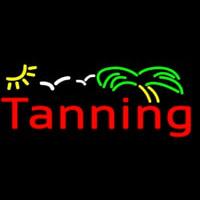 Red Tanning With Green Yellow Palm Tree Enseigne Néon