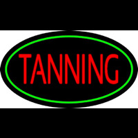 Red Tanning With Oval Green Border Enseigne Néon