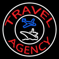 Red Travel Agency Logo With Border Enseigne Néon