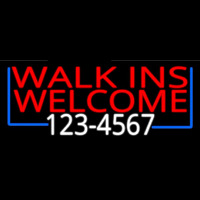 Red Walk Ins Welcome With Phone Number Enseigne Néon