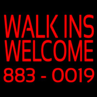 Red Walk Ins Welcome With Phone Number Enseigne Néon