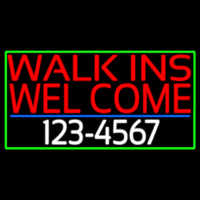 Red Walk Ins Welcome With Phone Number Enseigne Néon