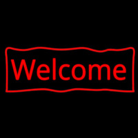 Red Welcome With Outline Enseigne Néon