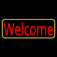 Red Welcome With Yellow Border Enseigne Néon