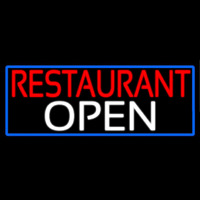 Restaurant Open With Blue Border Enseigne Néon