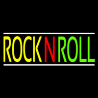 Rock N Roll With White Line Block Enseigne Néon
