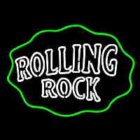 Rolling Rock Double Line Logo With Wavy Circle Beer Sign Enseigne Néon