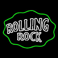 Rolling Rock Double Line Logo With Wavy Circle Enseigne Néon