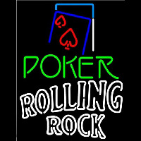 Rolling Rock Green Poker Red Heart Beer Sign Enseigne Néon