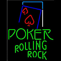 Rolling Rock Green Poker Red Heart Beer Sign Enseigne Néon
