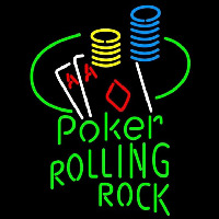 Rolling Rock Poker Ace Coin Table Beer Sign Enseigne Néon