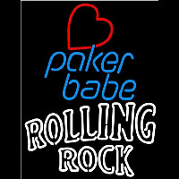 Rolling Rock Poker Girl Heart Babe Beer Sign Enseigne Néon