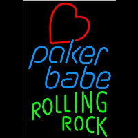 Rolling Rock Poker Girl Heart Babe Beer Sign Enseigne Néon