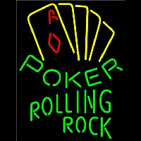 Rolling Rock Poker Yellow Beer Sign Enseigne Néon