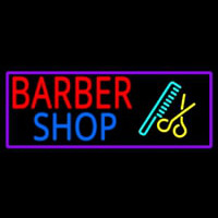 Round Barber Shop Logo Enseigne Néon