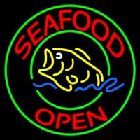 Round Seafood Open  Enseigne Néon