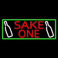 Sake One And Bottle With Green Border Enseigne Néon