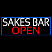 Sakes Bar Open With Blue Border Enseigne Néon