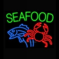 Seafood Fish Crab Enseigne Néon