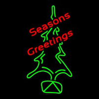 Seasons Greetings With Christmas Tree Enseigne Néon