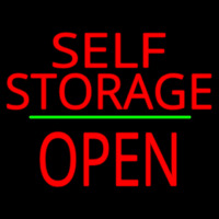 Self Storage Open Block Green Line Enseigne Néon